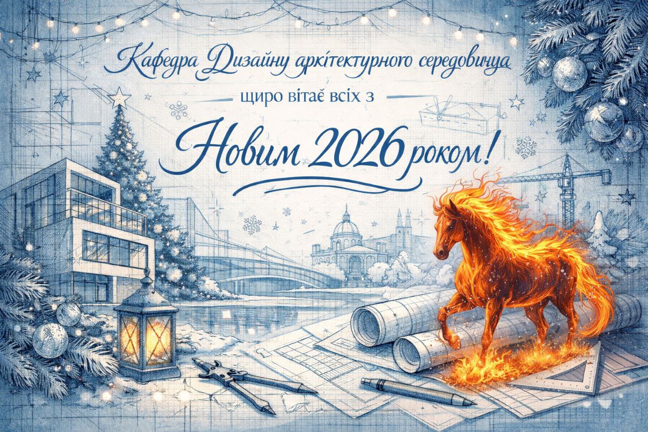 Детальніше про статтю Кафедра Дизайну архітектурного середовища щиро вітає всіх з Новим 2026 роком!