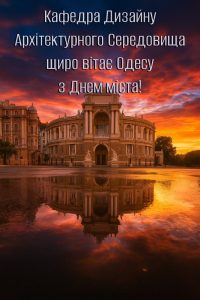 Детальніше про статтю Кафедра Дизайну архітектурного середовища щиро вітає Одесу з Днем народження! Бажаємо нашому місту процвітання, креативу та затишку, а його мешканцям – миру, радості й натхнення
